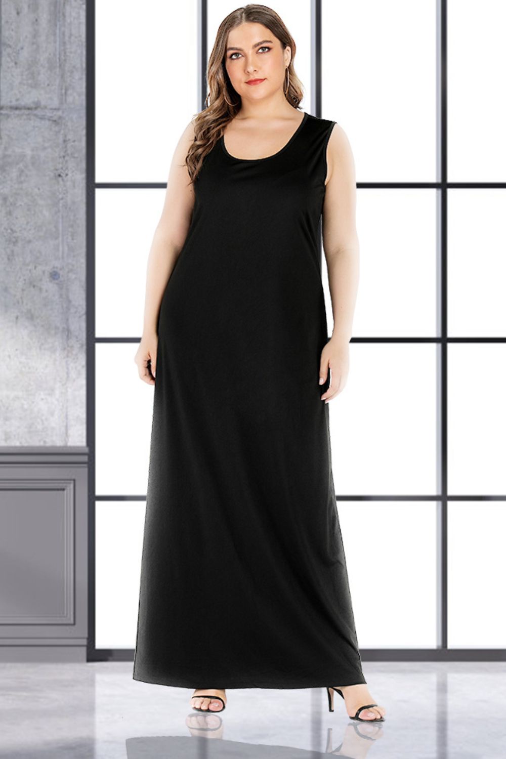Plus Size Scoop Neck Maxi Tank Dress Trendsi