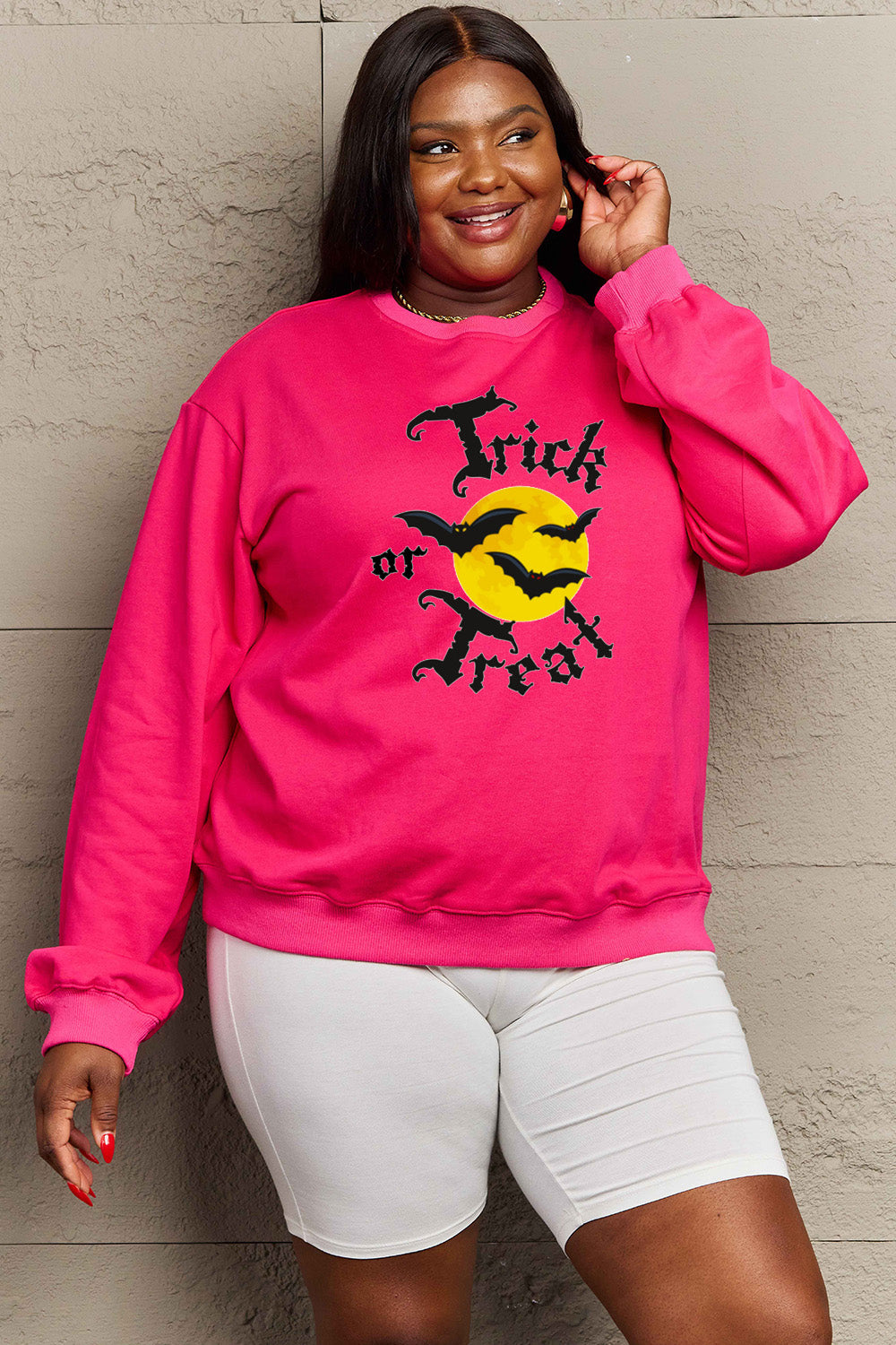 Simply Love Full Size TRICK OR TREAT Graphic Sweatshirt Trendsi