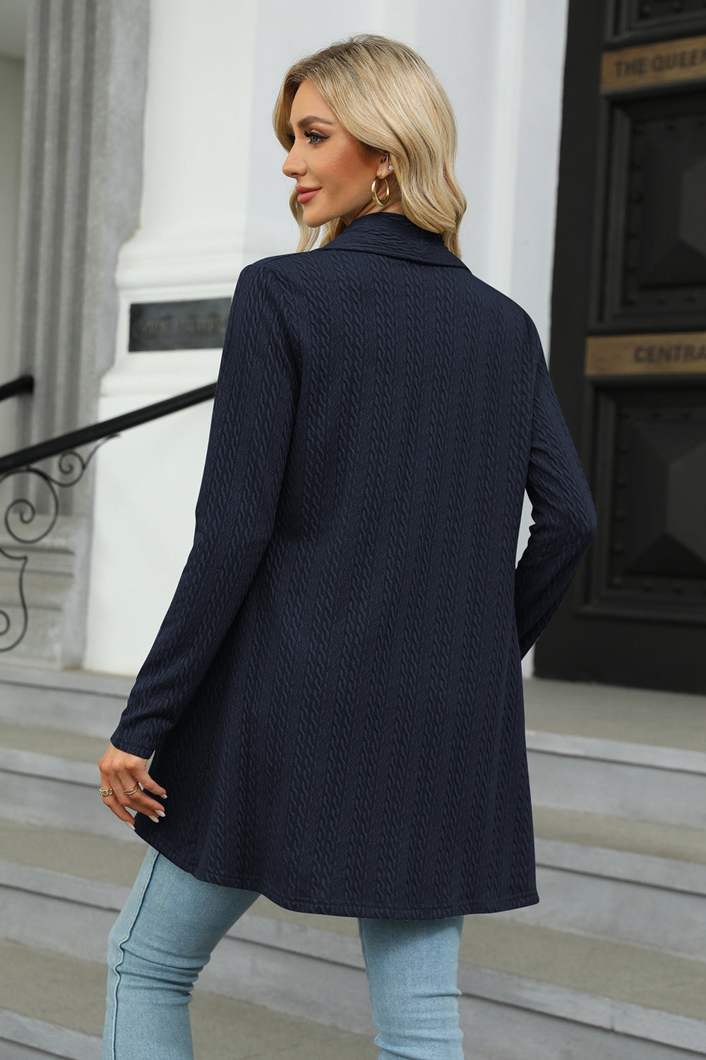 Open Front Long Sleeve Cardigan Trendsi