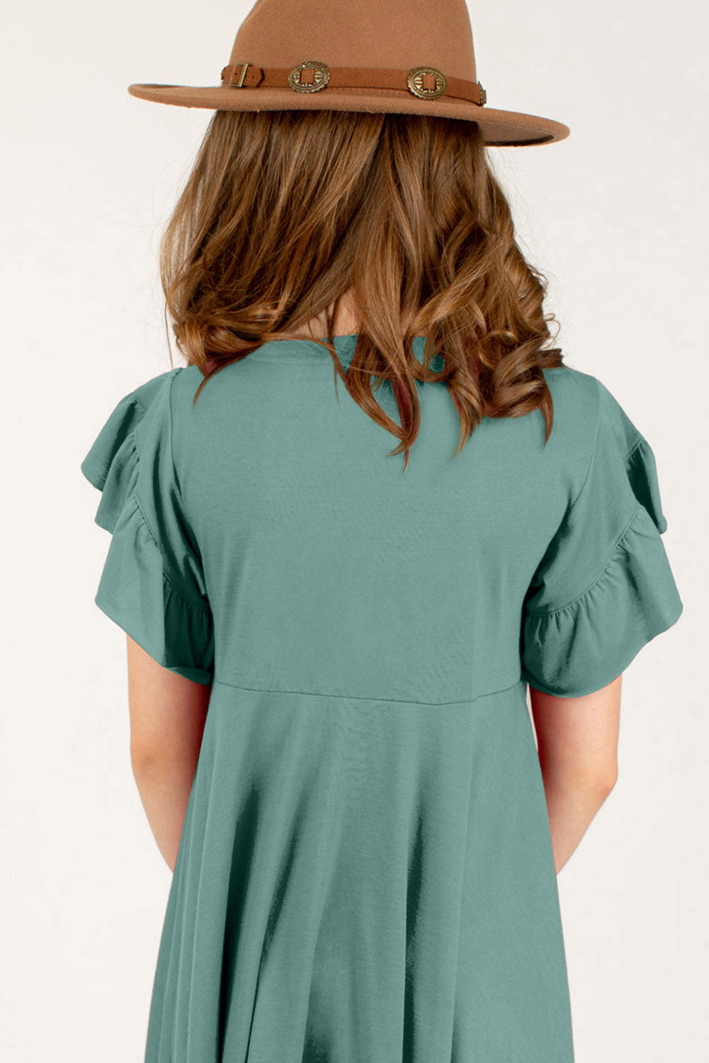 Round Neck Petal Sleeve Dress Trendsi