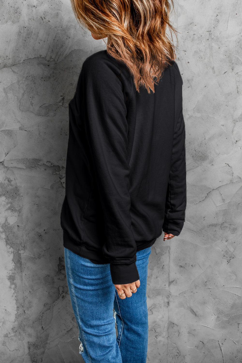 Round Neck Long Sleeve SPOOKY SEASON Graphic Sweatshirt Trendsi