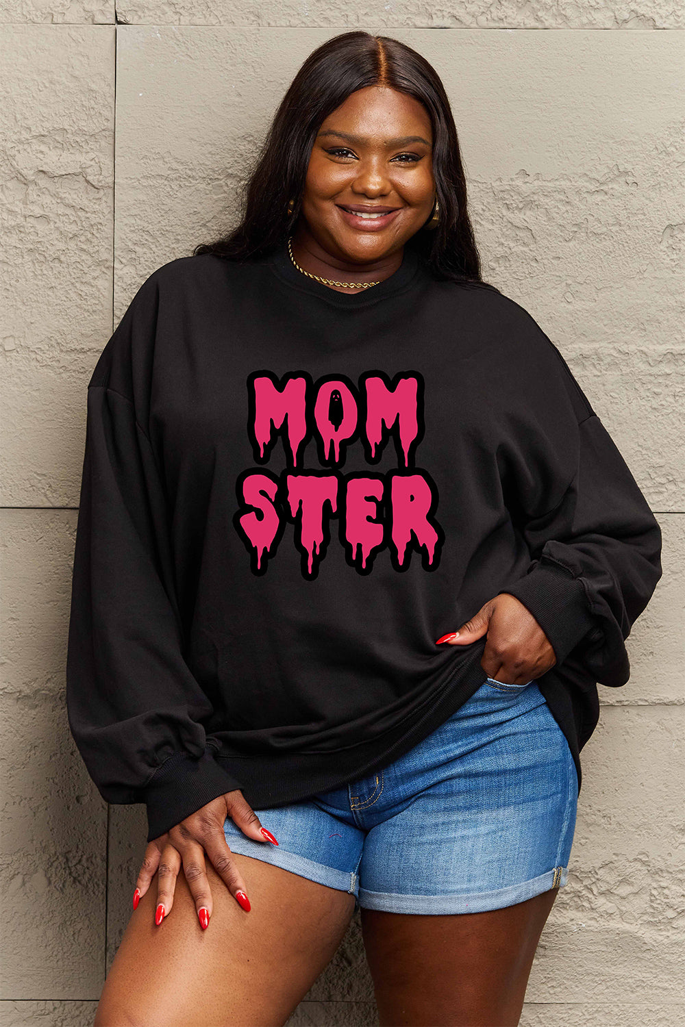 Simply Love Full Size MOM STER Graphic Sweatshirt Trendsi