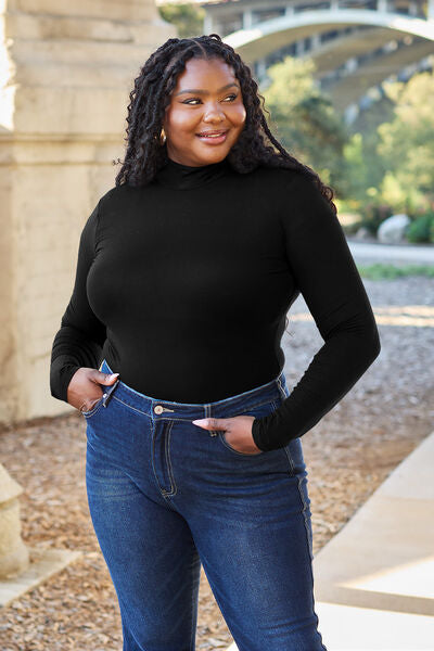 Basic Bae Full Size Mock Neck Long Sleeve Bodysuit Trendsi