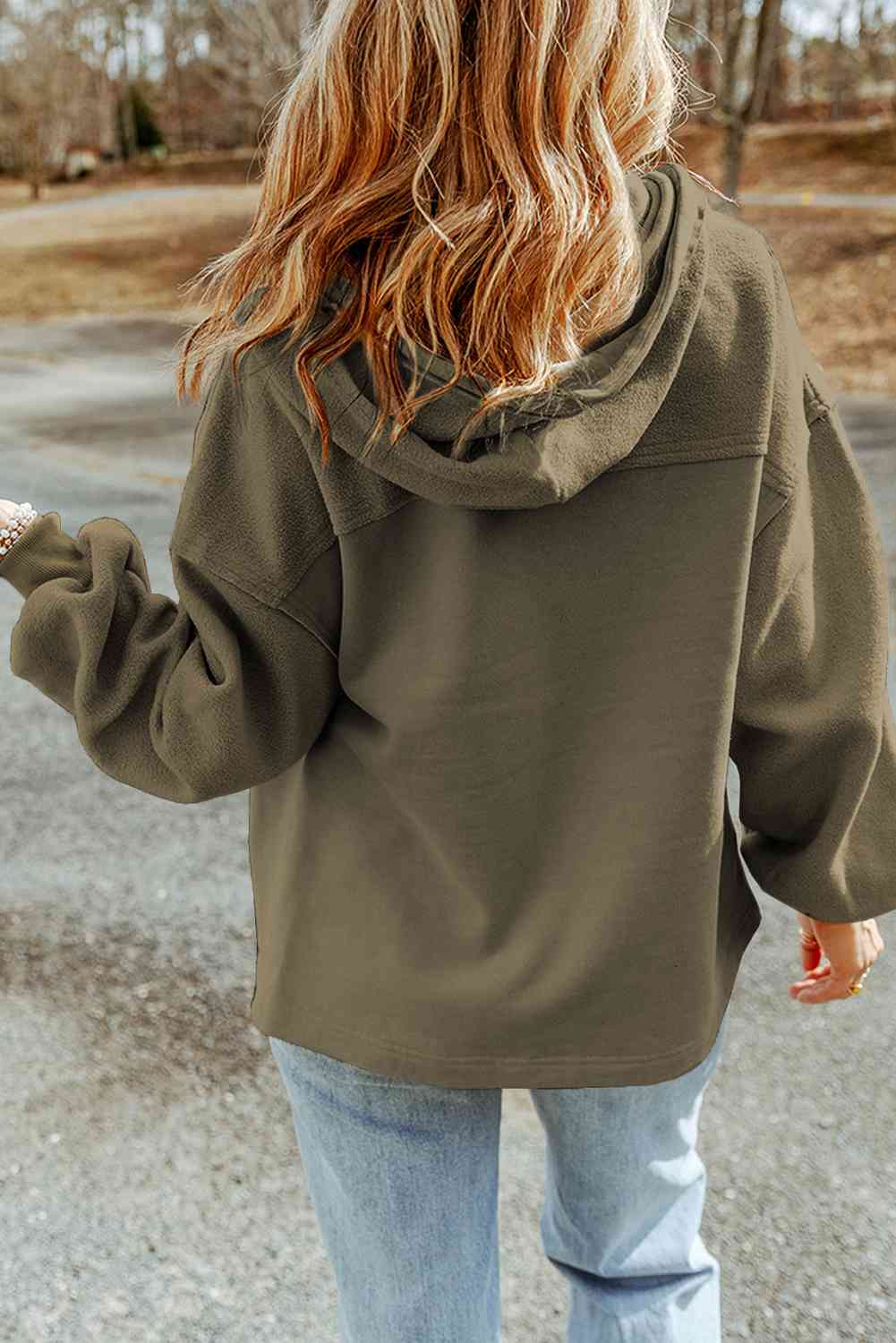 Zip-Up Drawstring Hooded Jacket Trendsi
