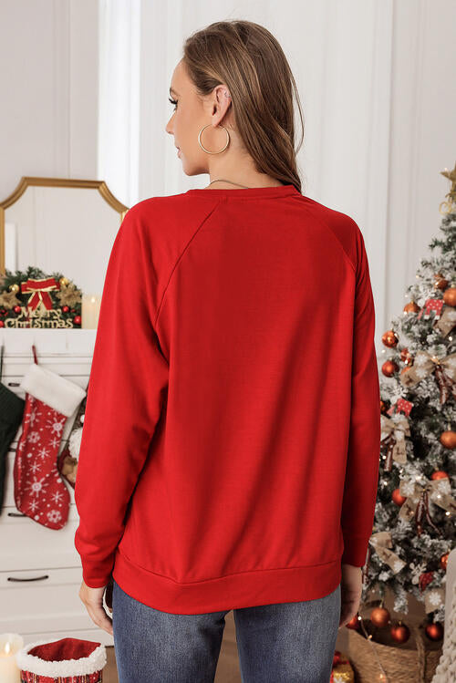 Round Neck Long Sleeve Sweatshirt Trendsi