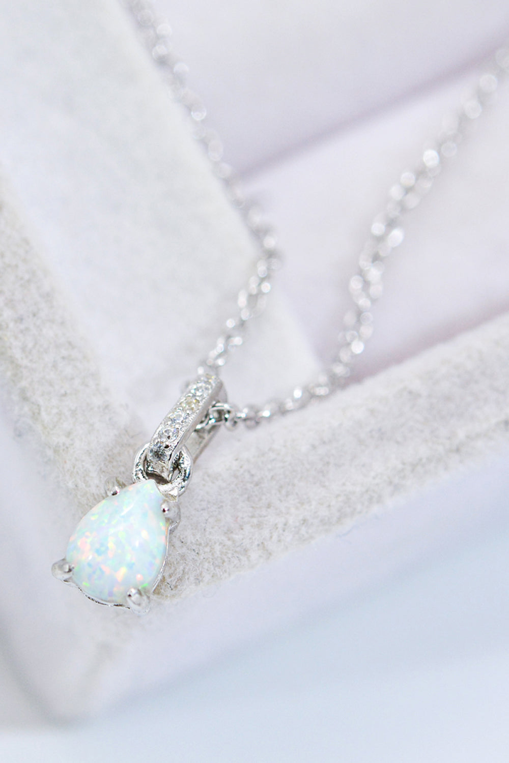 Opal Pendant 925 Sterling Silver Chain-Link Necklace Trendsi