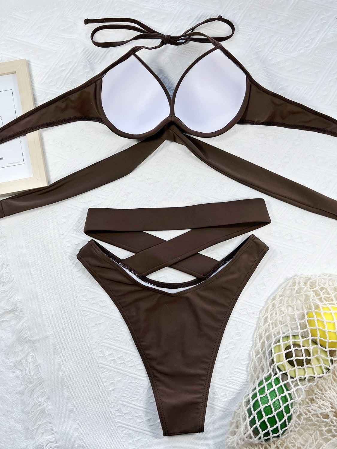 Crisscross Halter Neck Bikini Set Trendsi