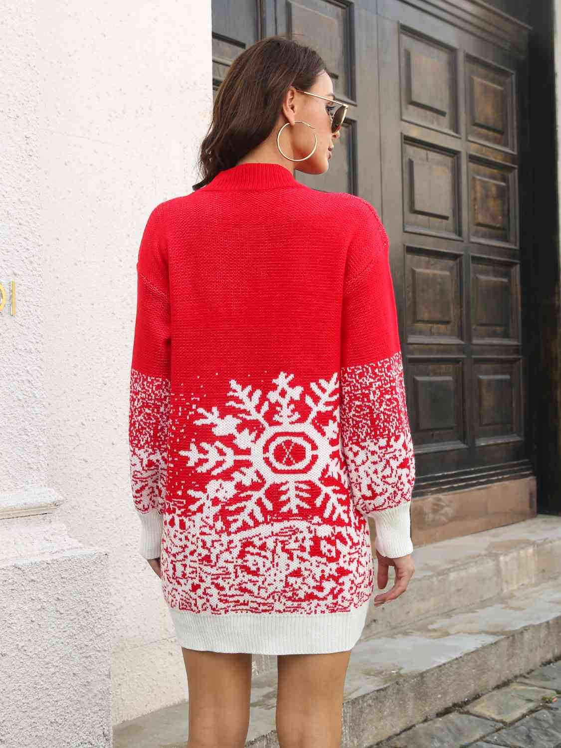 Snowflake Pattern Sweater Dress Trendsi