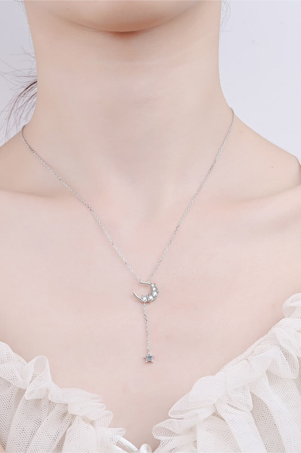 Star & Moon Moissanite Necklace Trendsi