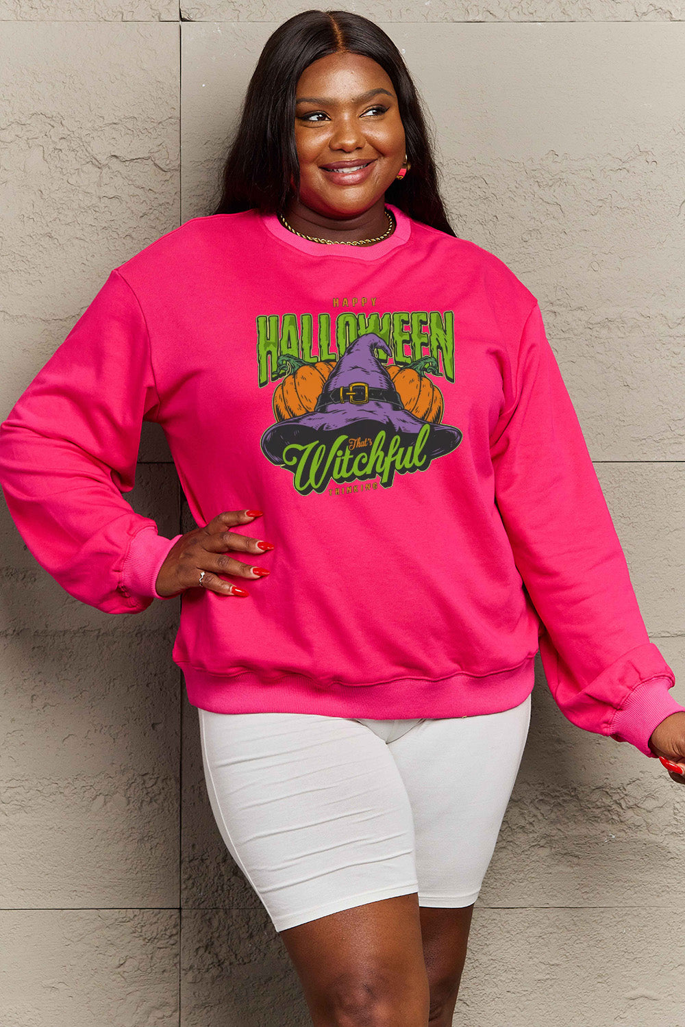 Simply Love Full Size Witch Hat Graphic Sweatshirt Trendsi