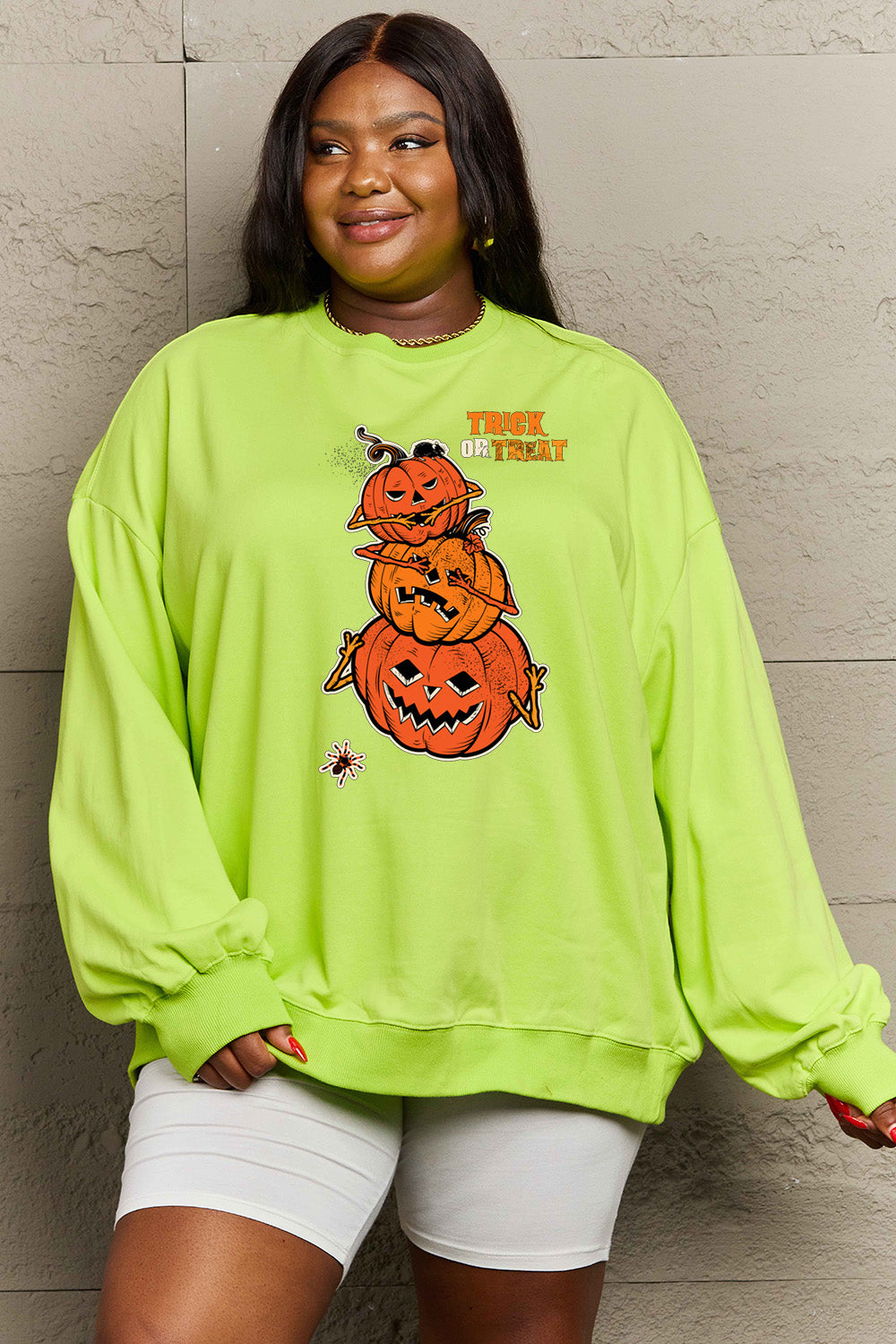 Simply Love Full Size TRICK OR TREAT Graphic Sweatshirt Trendsi