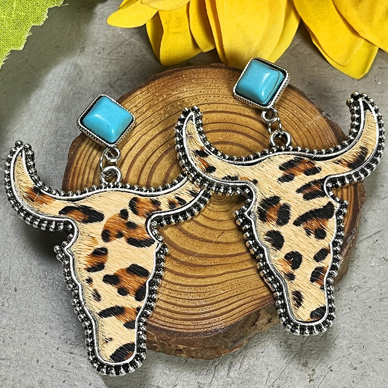 Bull Shape Turquoise Dangle Earrings Trendsi