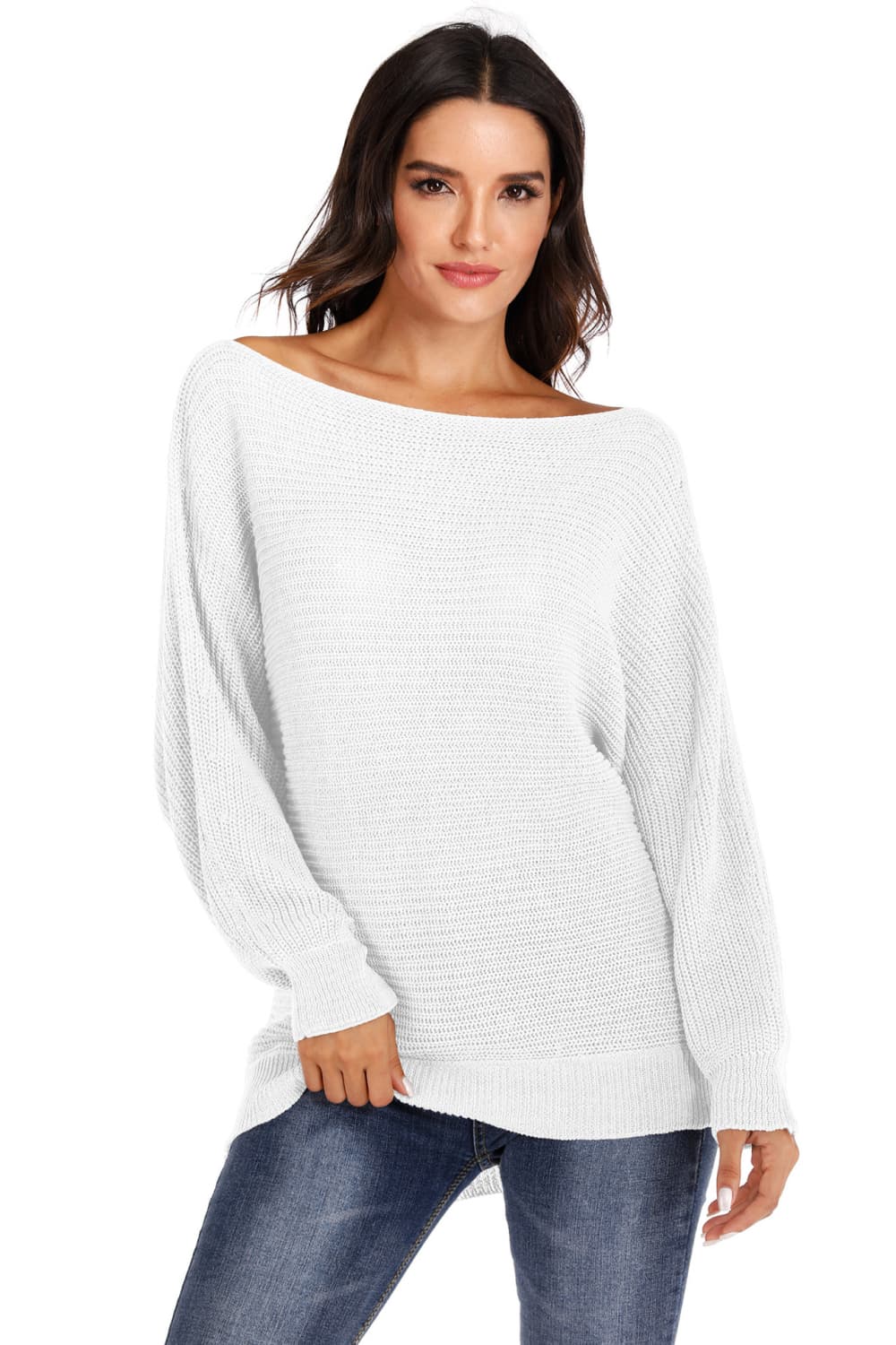 One Shoulder Dolman Sleeve Sweater Trendsi