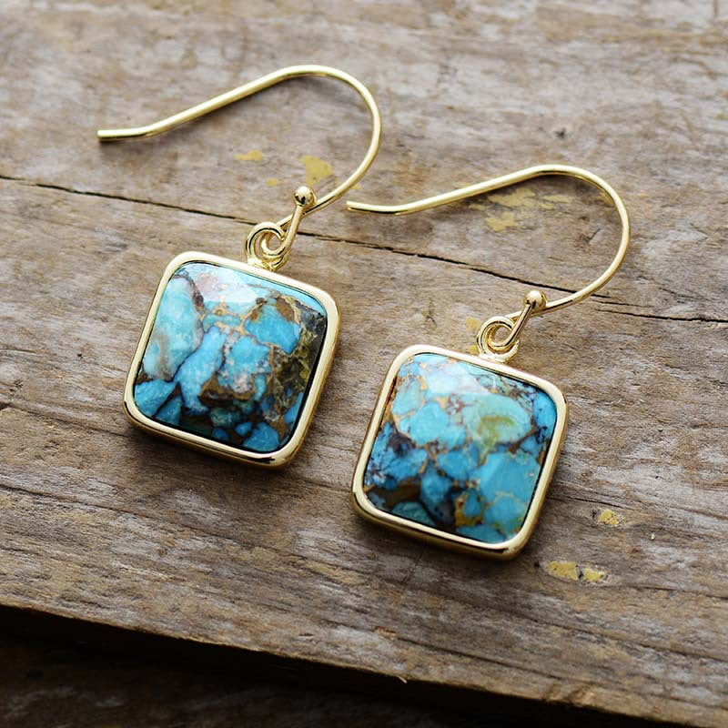 Square Copper Drop Earrings Trendsi
