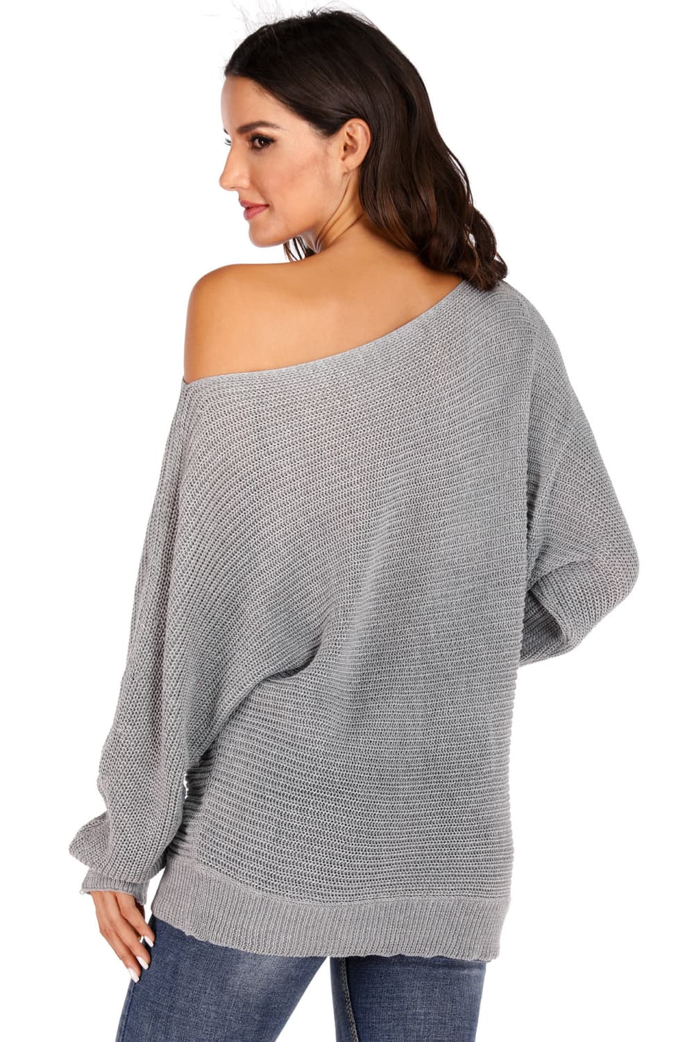 One Shoulder Dolman Sleeve Sweater Trendsi