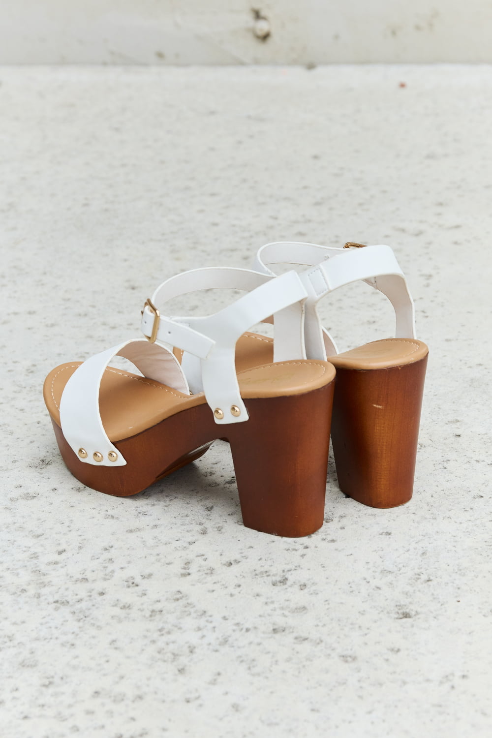 DDK Time After Time Wooden Platform Strap Heels Trendsi