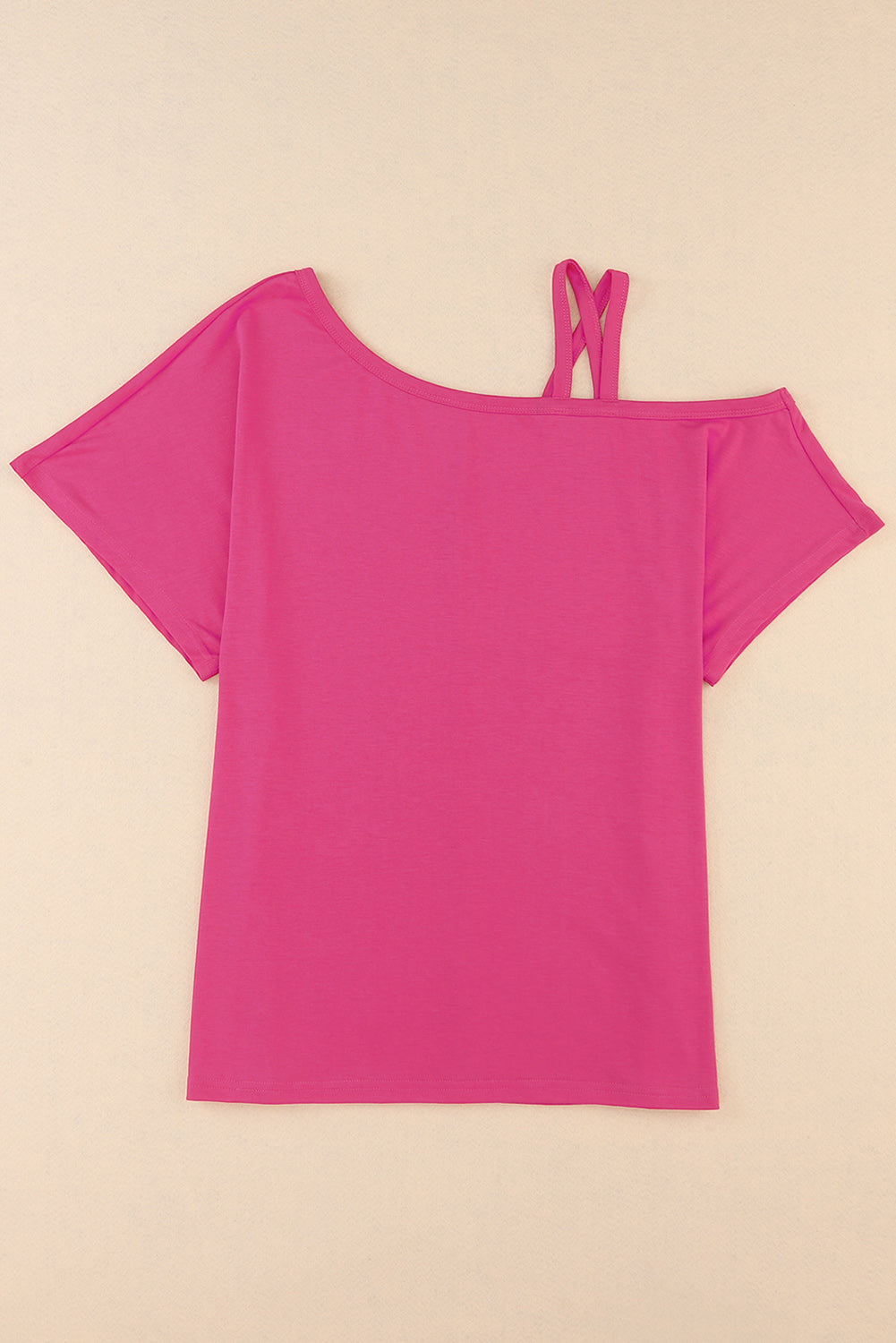 Crisscross Asymmetrical Neck Short Sleeve Top Trendsi