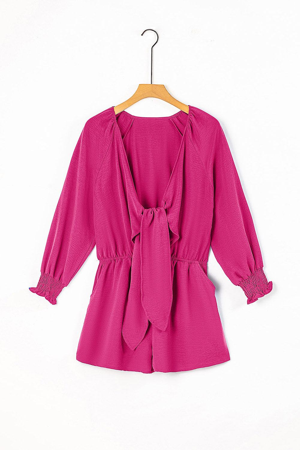 Tied Flounce Sleeve Plunge Romper Trendsi