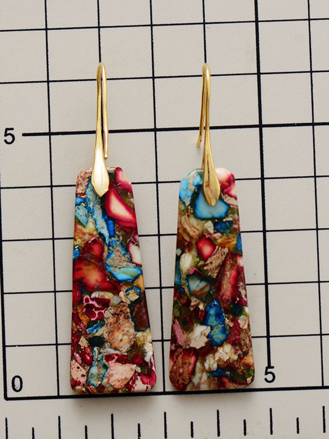 Geometrical Shape Imperial Jasper Dangle Earrings Trendsi