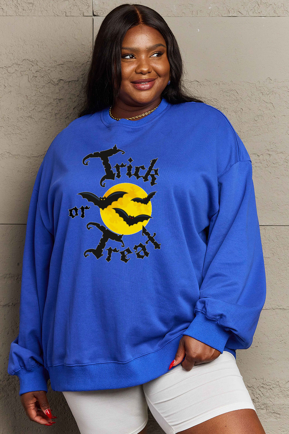 Simply Love Full Size TRICK OR TREAT Graphic Sweatshirt Trendsi