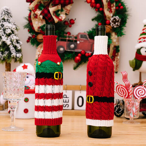 2-Piece Cable-Knit Wine Bottle Covers Trendsi