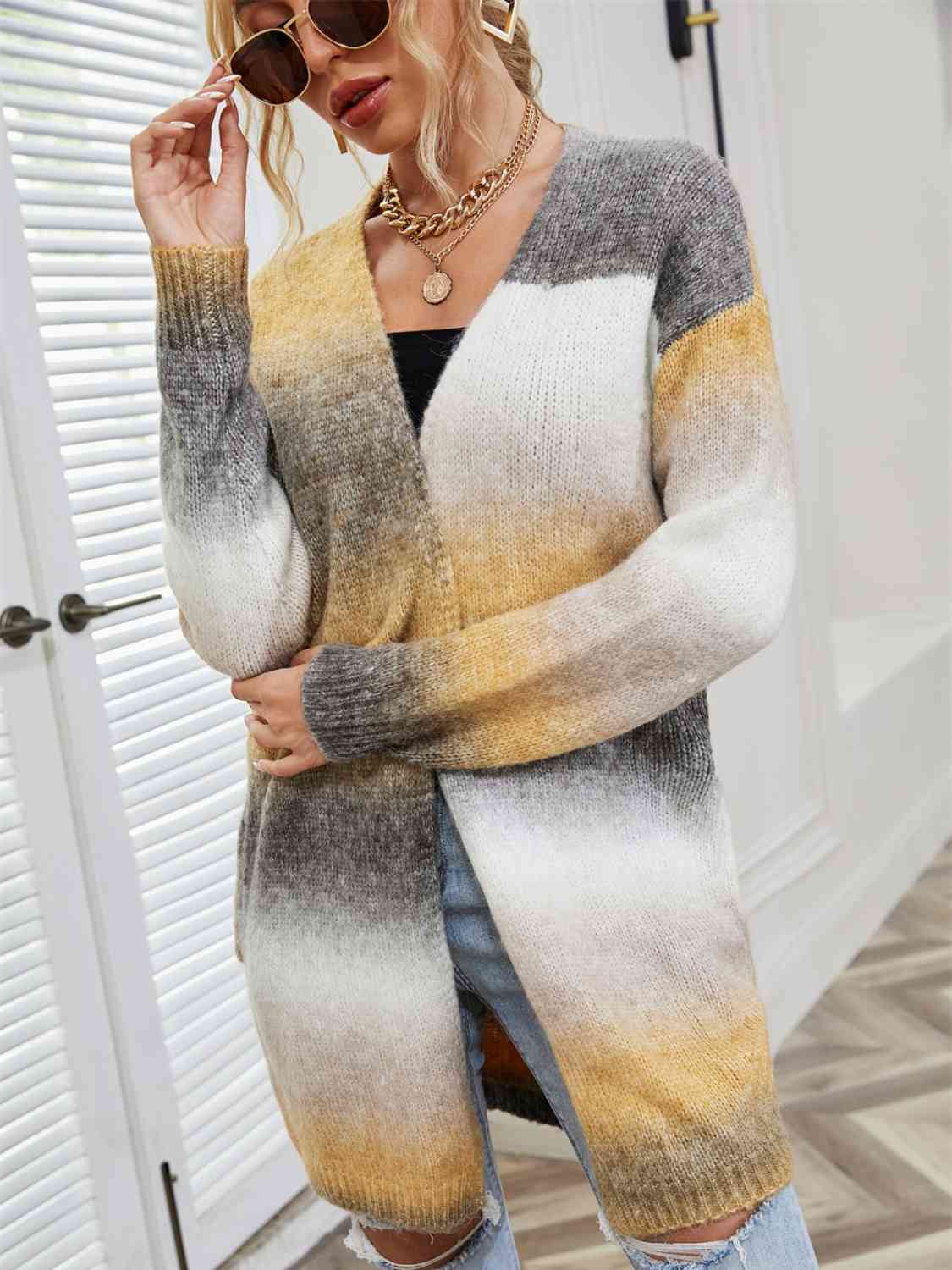 Full Size Gradient Open Front Cardigan Trendsi
