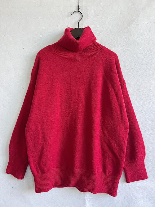 Turtleneck Long Sleeve Sweater Trendsi