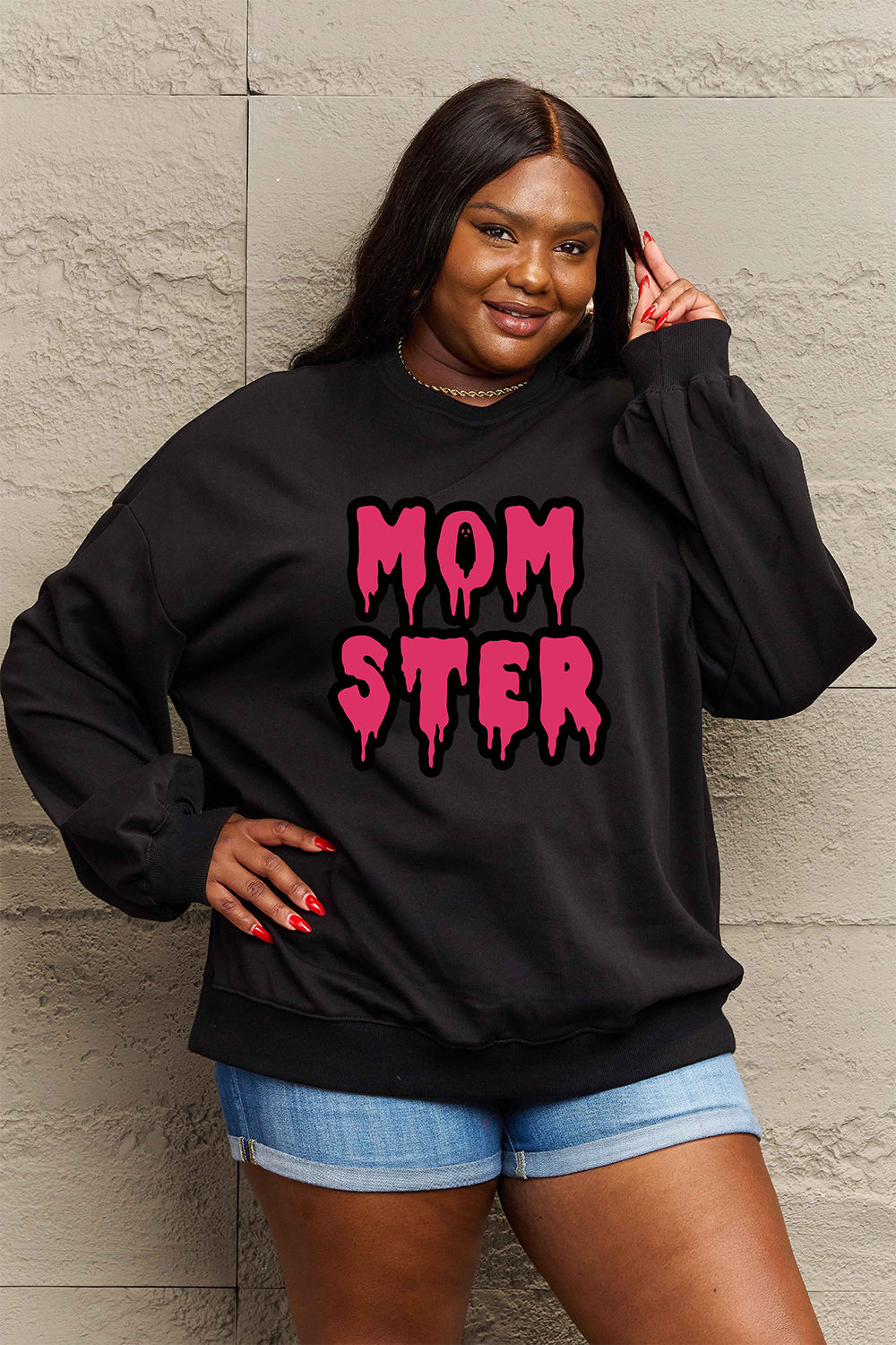 Simply Love Full Size MOM STER Graphic Sweatshirt Trendsi