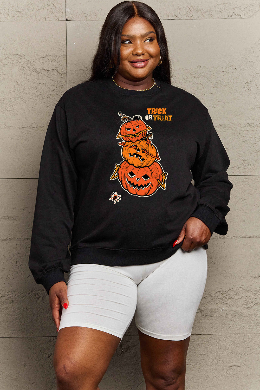 Simply Love Full Size TRICK OR TREAT Graphic Sweatshirt Trendsi