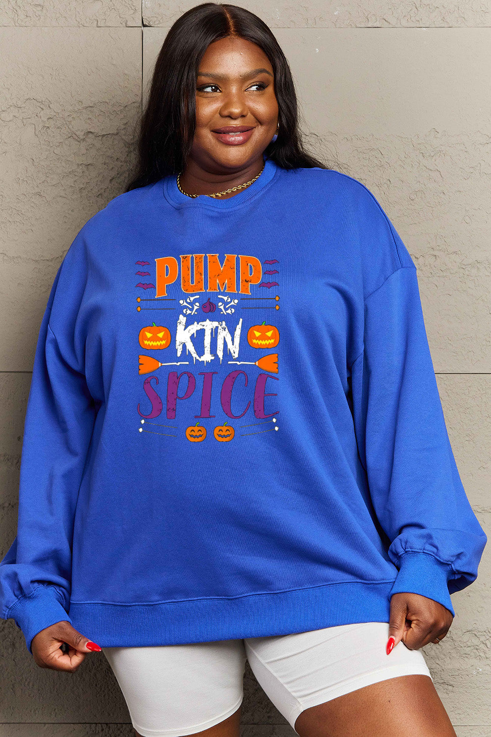 Simply Love Full Size PUMPKIN SPICE Graphic Sweatshirt Trendsi