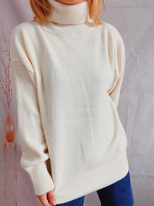 Turtleneck Long Sleeve Sweater Trendsi