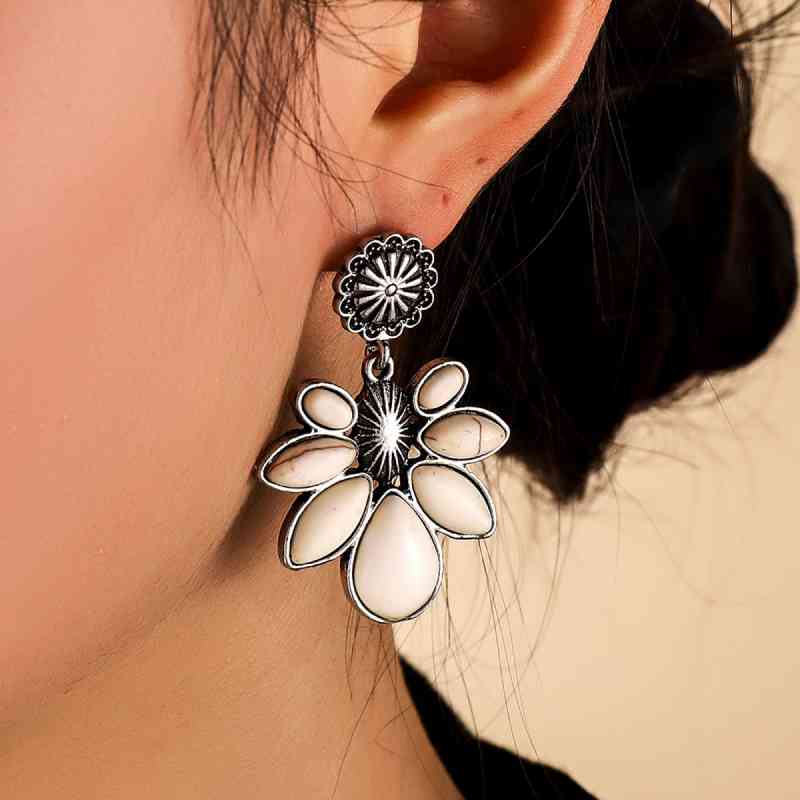 Artificial Turquoise Flower Earrings Trendsi