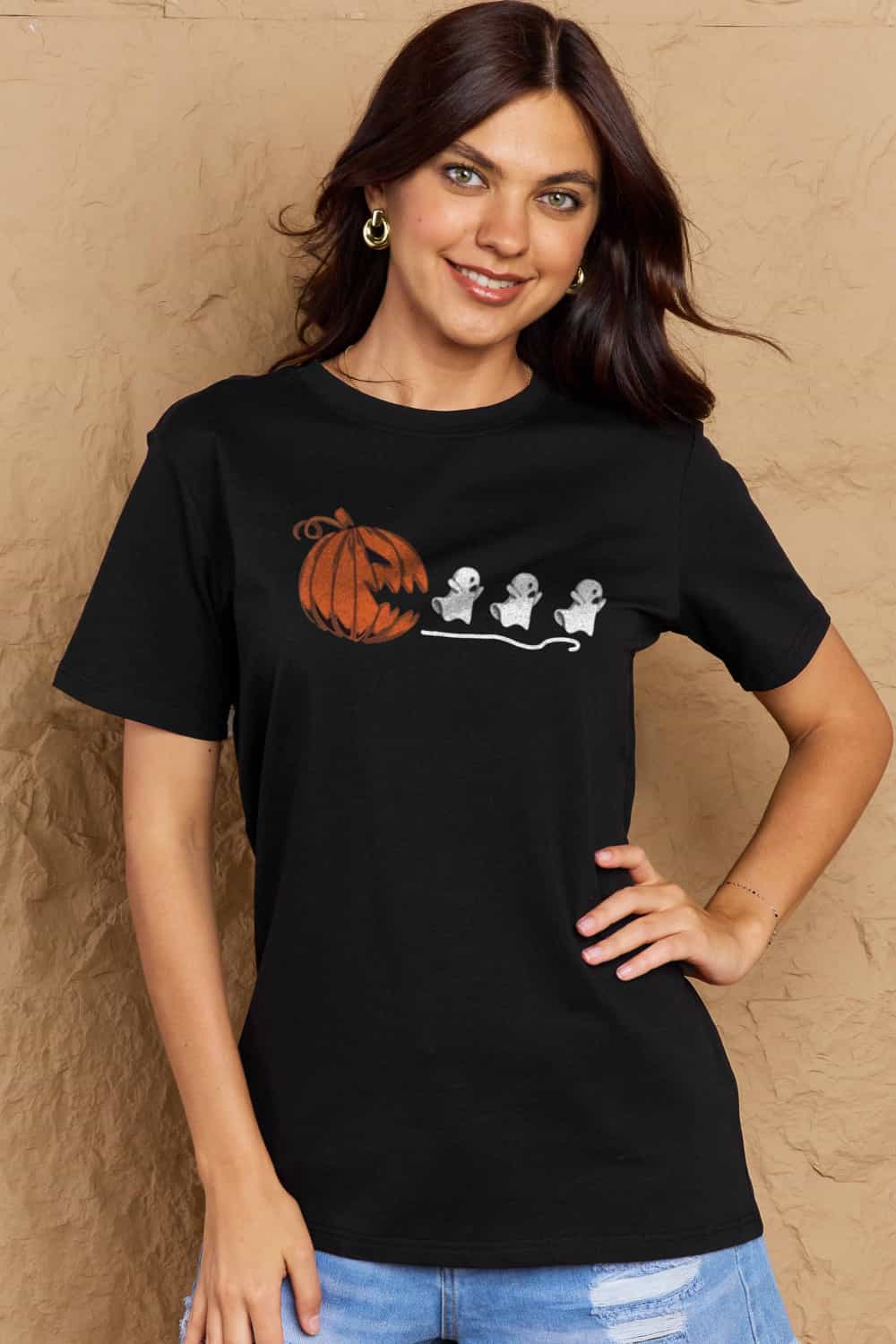 Simply Love Full Size Jack-O'-Lantern Graphic Cotton T-Shirt Trendsi