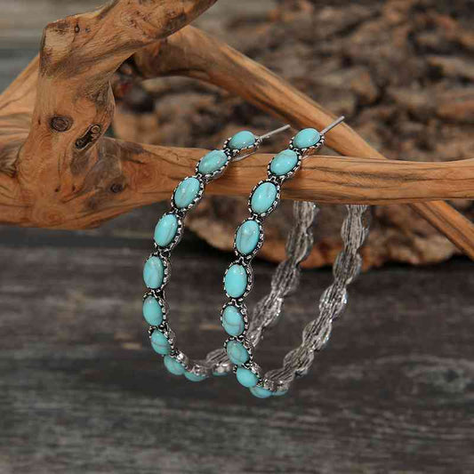 Artificial Turquoise C-Hoop Earrings Trendsi