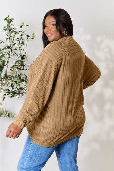 Basic Bae Full Size Ribbed Cocoon Cardigan Trendsi