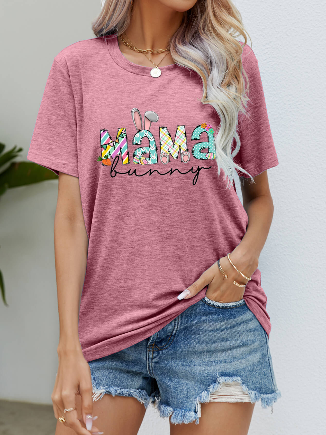 MAMA BUNNY Easter Graphic Tee Trendsi