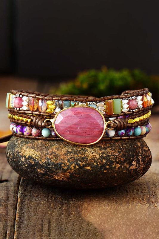 Handmade Crystal Beaded Natural Stone Bracelet Trendsi
