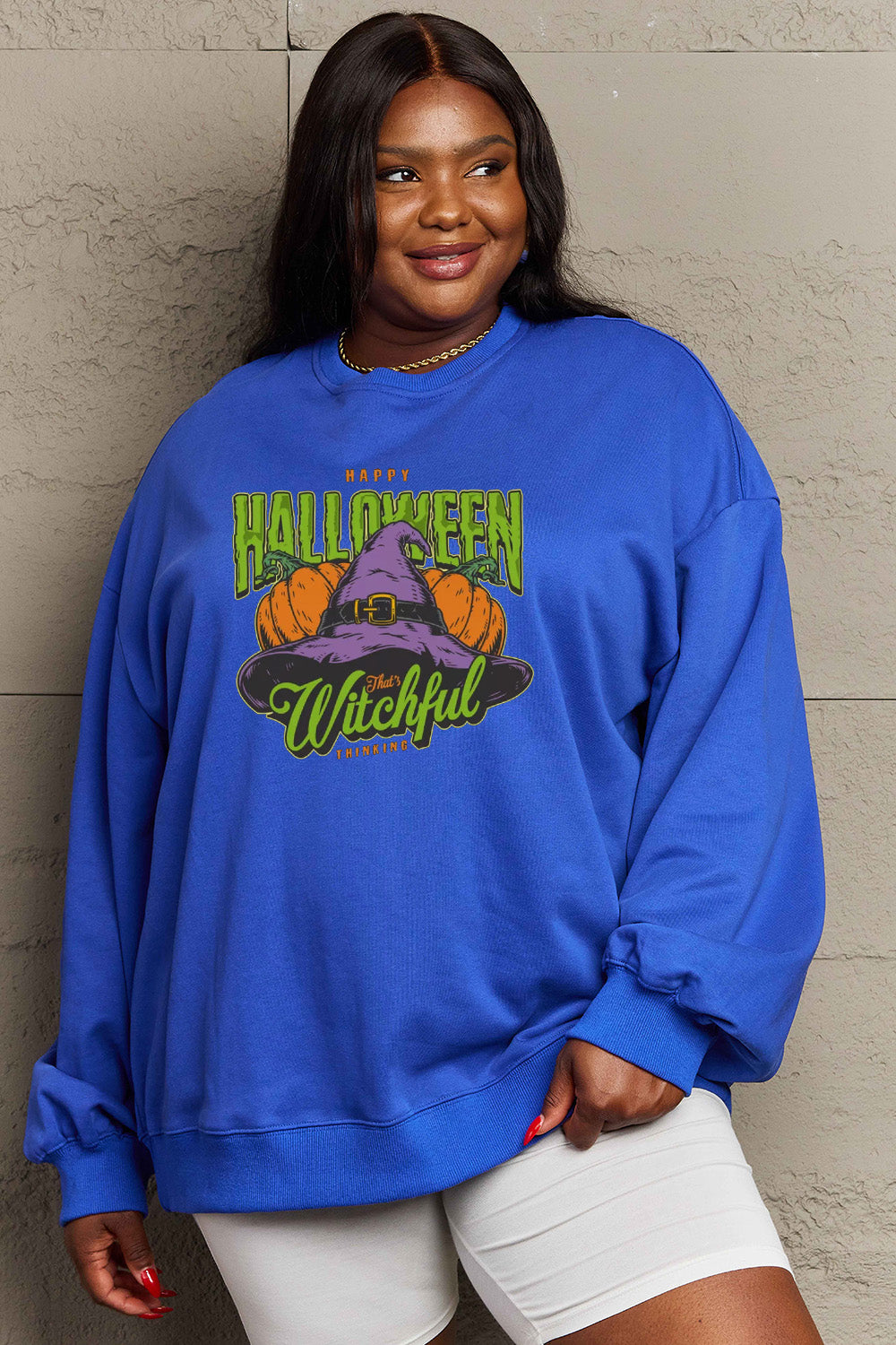 Simply Love Full Size Witch Hat Graphic Sweatshirt Trendsi