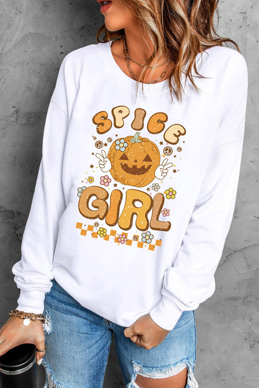 Round Neck Long Sleeve SPICE GIRL Graphic Sweatshirt Trendsi