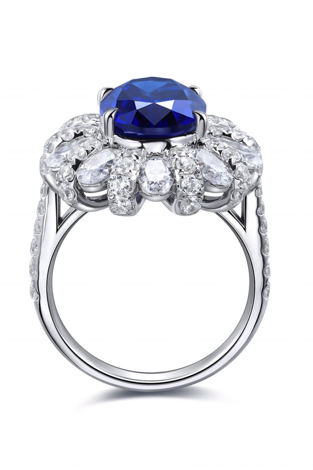 5 Carat Lab-Grown Sapphire Flower Shape Ring Trendsi