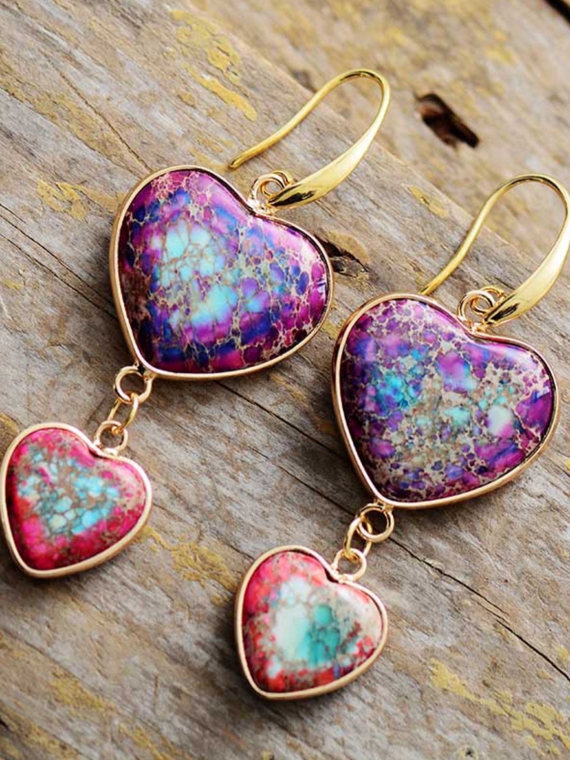 Heart Shape Imperial Jasper Dangle Earrings Trendsi