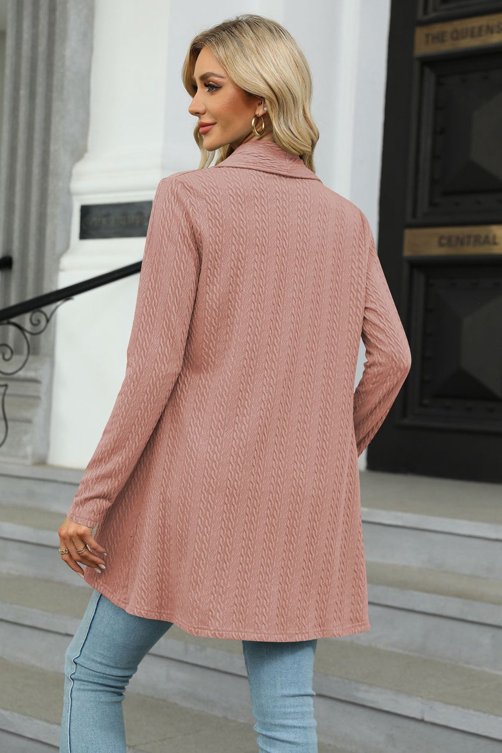 Open Front Long Sleeve Cardigan Trendsi