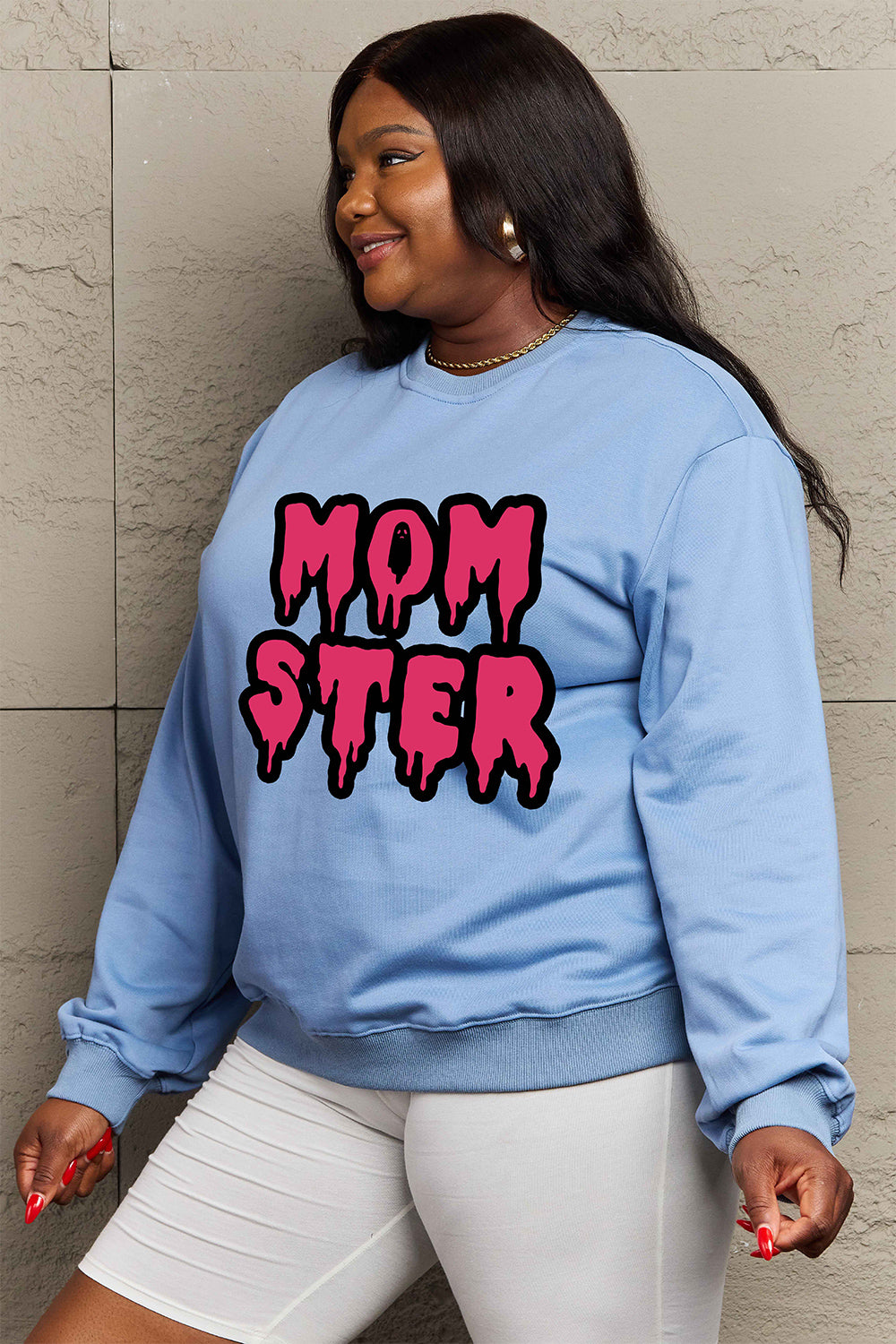 Simply Love Full Size MOM STER Graphic Sweatshirt Trendsi