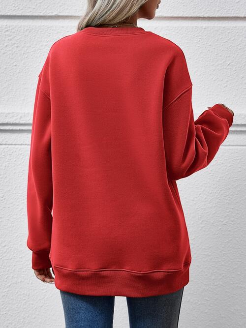 Letter Graphic Round Neck Long Sleeve Sweatshirt Trendsi