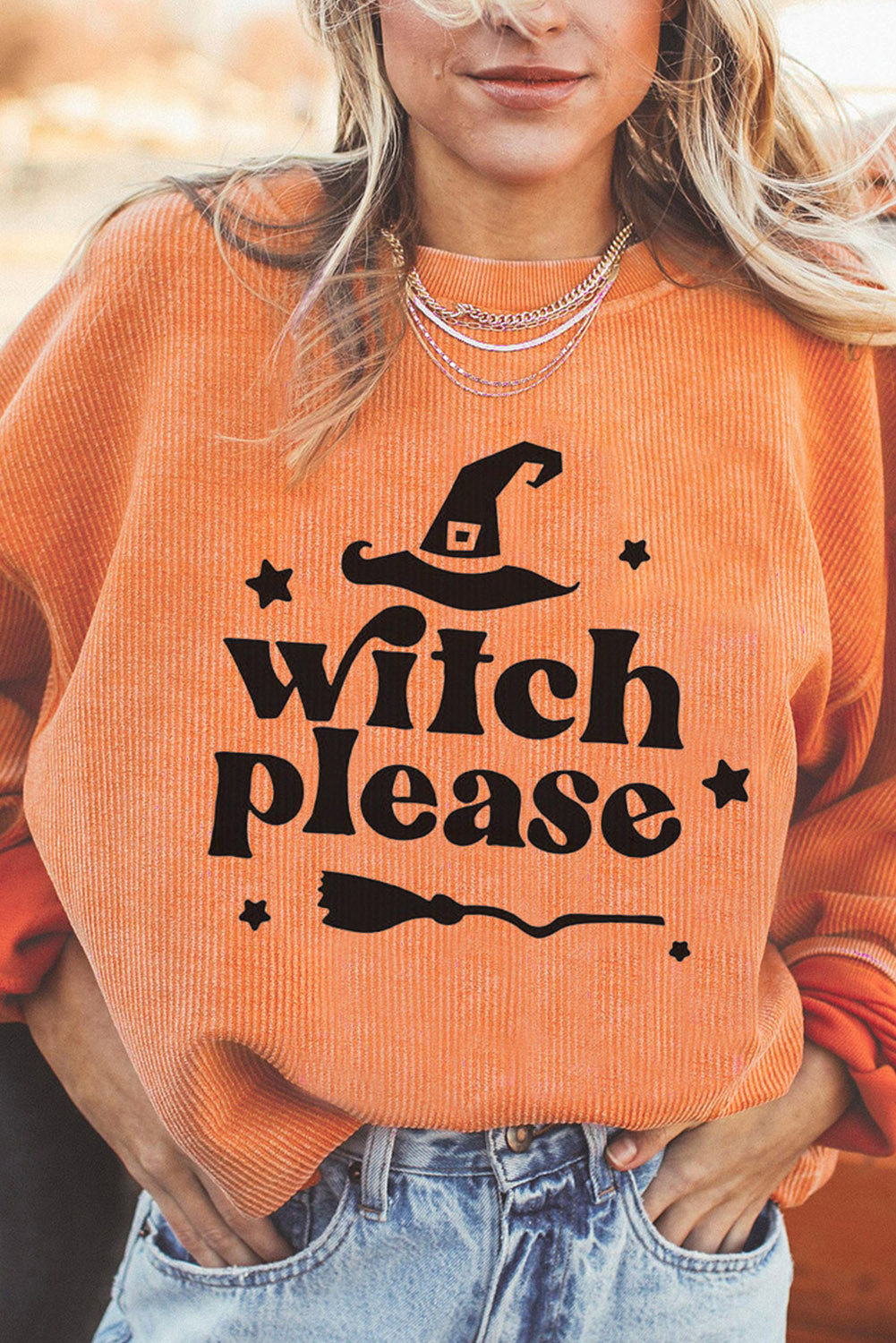 WITCH PLEASE Graphic Dropped Shoulder Sweatshirt Trendsi