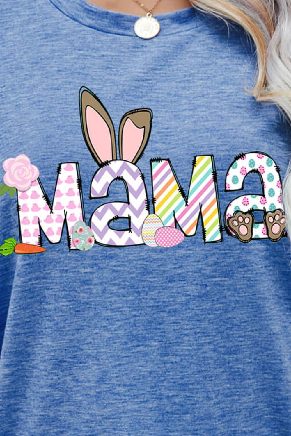 Easter MAMA Graphic Round Neck T-Shirt Trendsi