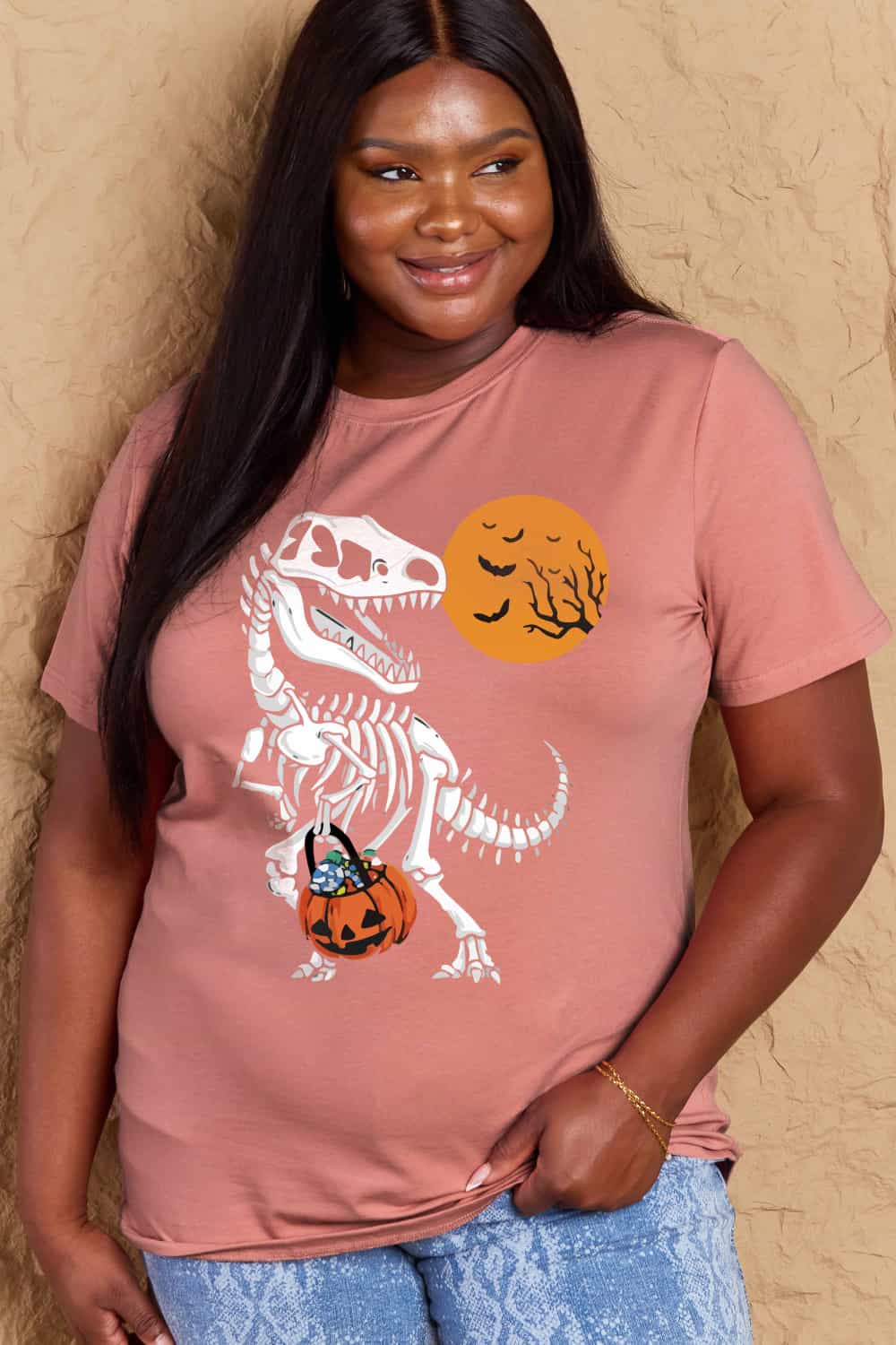 Simply Love Full Size Dinosaur Skeleton Graphic Cotton T-Shirt Trendsi