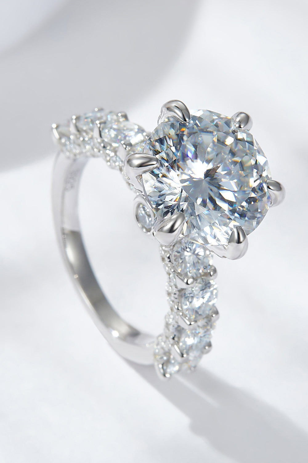 3-Carat Moissanite Platinum-Plated Side Stone Ring Trendsi