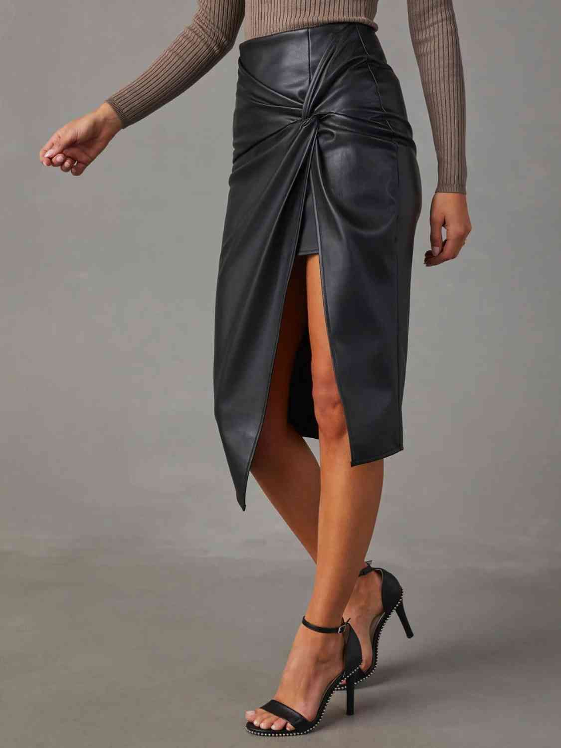 Twist Detail High Waist Skirt Trendsi