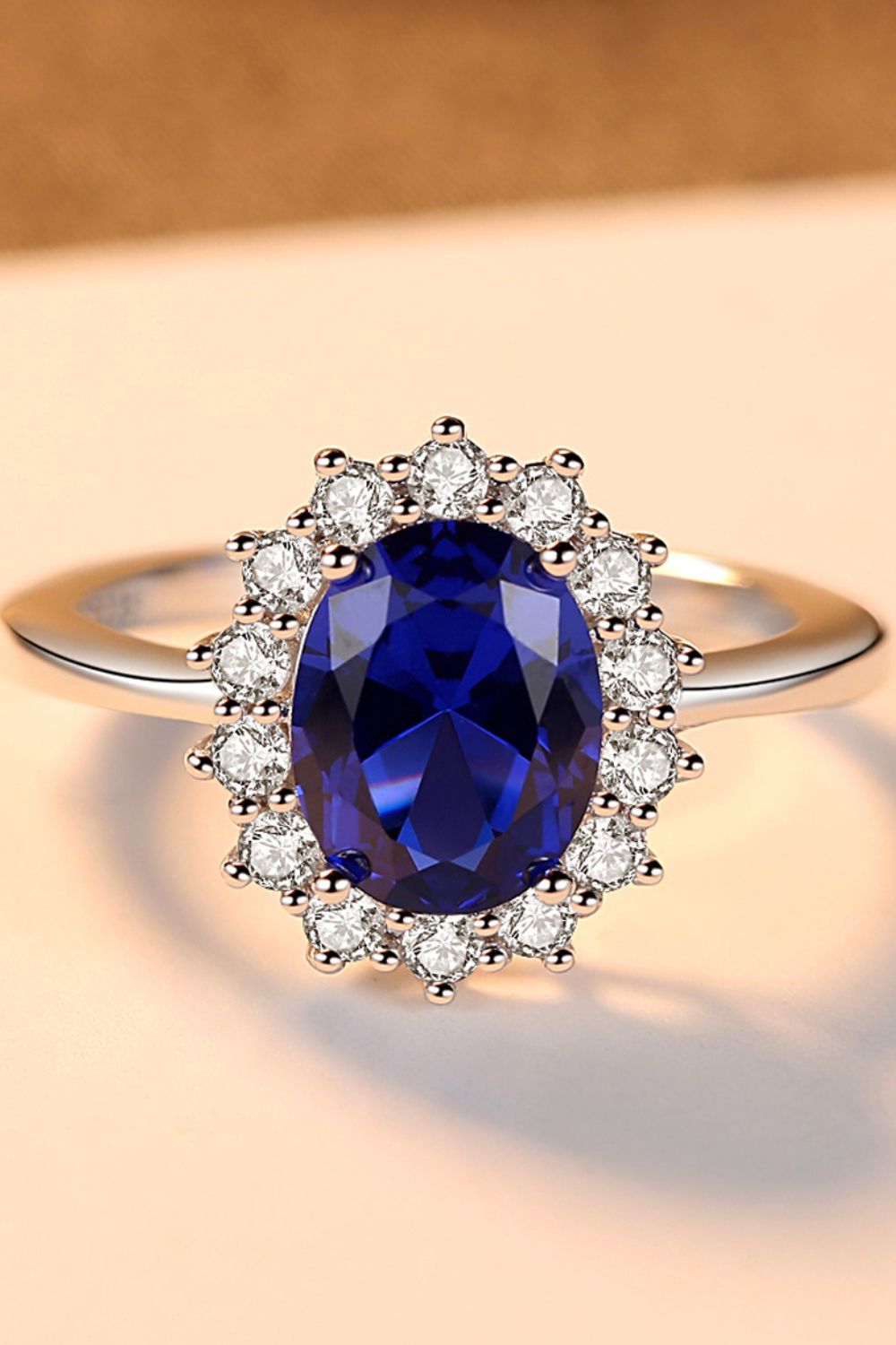 Synthetic Sapphire 925 Sterling Silver Ring Trendsi